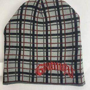 Disney Grumpy Reversible Knit Hat Gray Plaid
